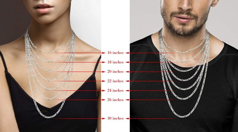 Miabella 925 Sterling Silver Italian 5mm Diamond-Cut Figaro Link Chain Necklace for Women Men, Made in Italy (30 Inches) - Image 2